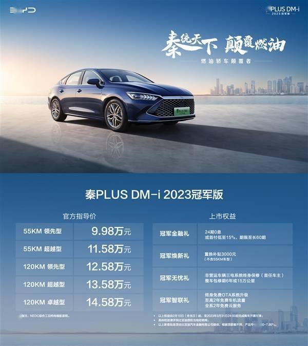 “油电同价”时代已至!比亚迪秦PLUS DM-i冠军版上市:9.98万起_搜狐汽车_搜狐网