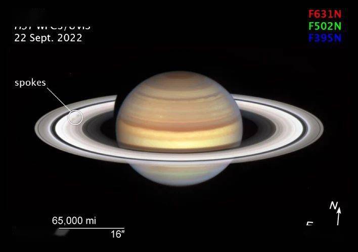 哈勃捕捉到土星环上神秘的“辐条”现象 令美国宇航局的科学家们着迷和困惑