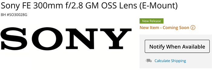 消息称索尼800mm f/5.6 GM镜头将于2024年内问世 但具体参数尚未泄露