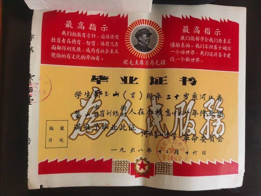 1968年毕业证书式样1979年毕业证书式样1982年毕业证书式样1987年毕业