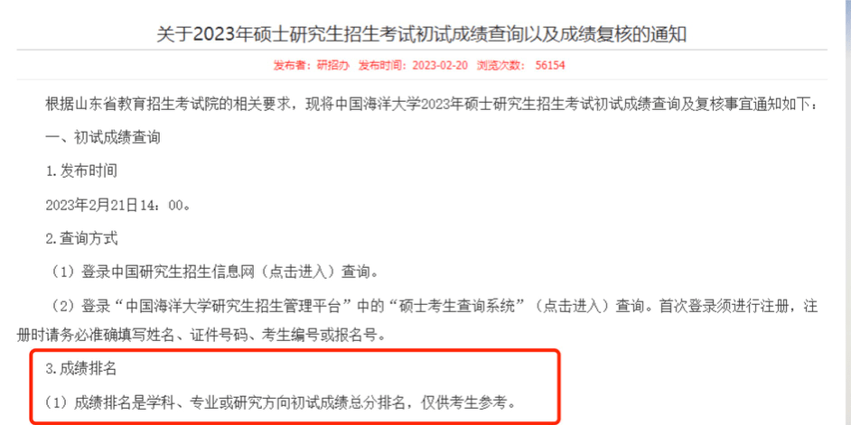 2023硕士研究生初试成绩排名