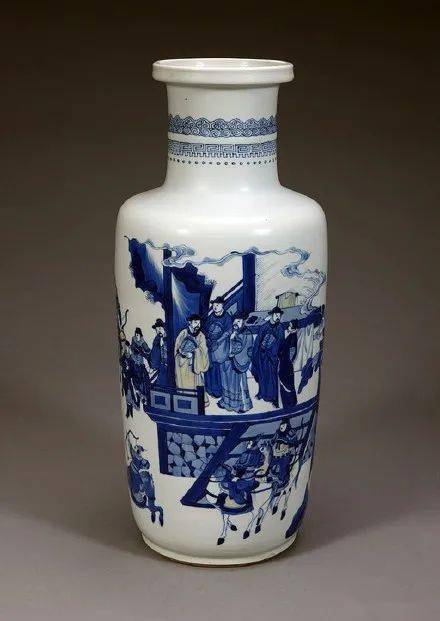 7_W7738【惠】SG 人間国宝中国骨董陶芸磁器【明代の青花人物梅瓶です 