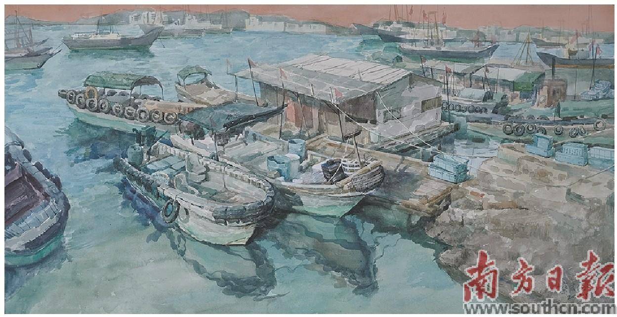 《渔舟唱晚》_蔡威俊_水彩_纸本