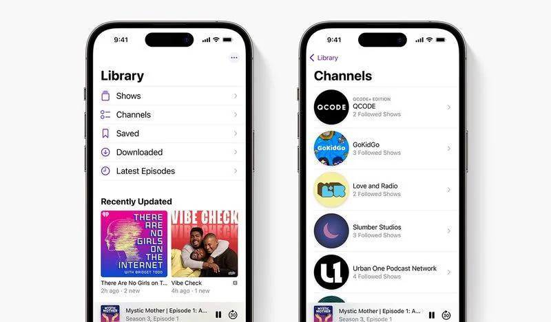 苹果iOS/iPadOS 16.4改进Podcasts应用 新增了名为Channels菜单