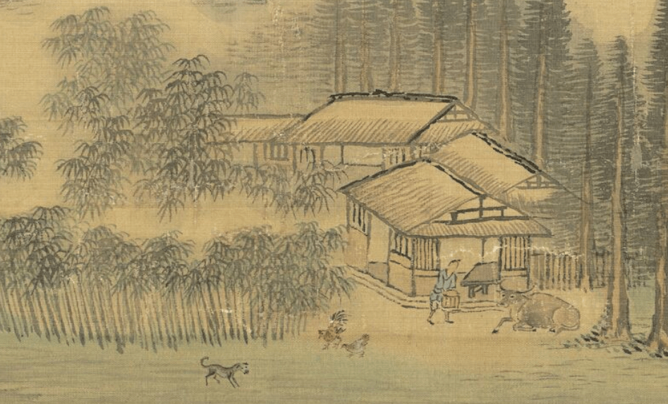 云溪草堂图卷 局部清山水册 倣卢鸿草堂图清 王翚 台北故宫博物院仿王