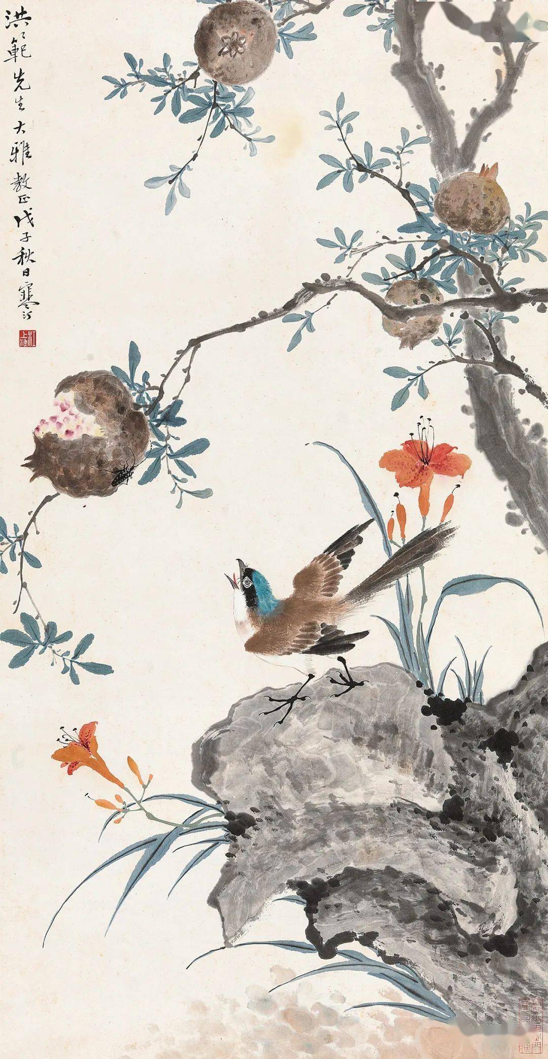 江寒汀的画_翠鸟_花鸟画_虚谷