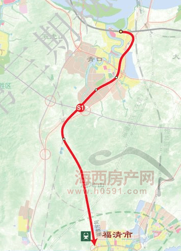 s1线一期闽侯祥谦,青口段以高架为主,含高架车站4座,青口至福清为山岭