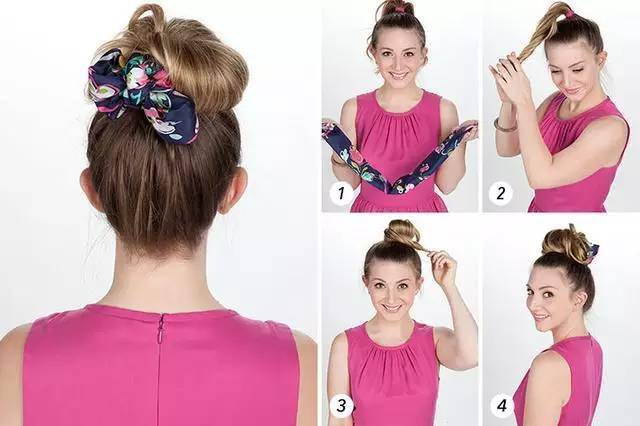 长头发姑娘不会编发?30秒学会绑头巾造型,一样清爽美翻了!