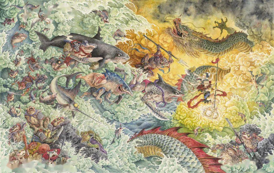 细节图如描绘五仙之一的老鼠夺取乱世求生智慧天书场面的《鼠仙夺经》