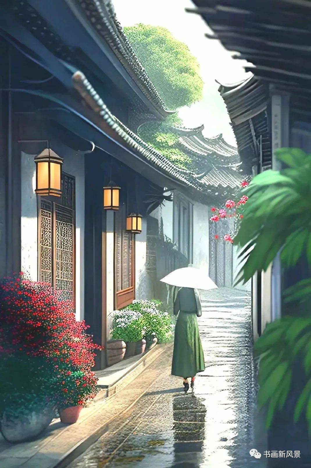 绝美ai:江南雨巷,小桥流水人家_音乐_烟雨_浏览器