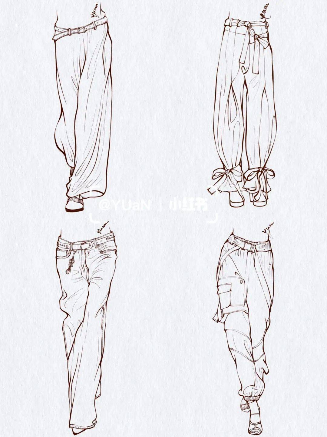 300款-裤子设计平面款式图!(线稿合集)_图片_公众_版权