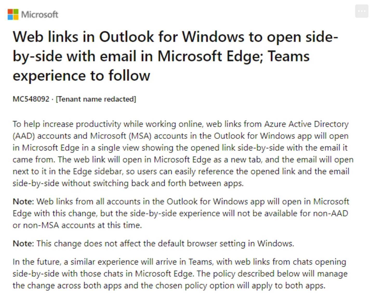 为提供“单一视图” 微软强制使用Edge浏览器打开Outlook和Teams链接 
