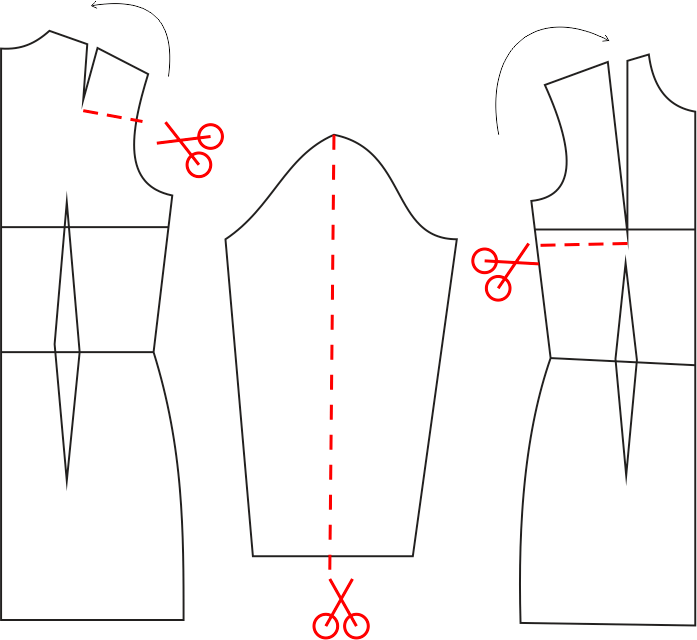 4款大牌不同领口的制版裁剪纸样图_线条_袖子_领子
