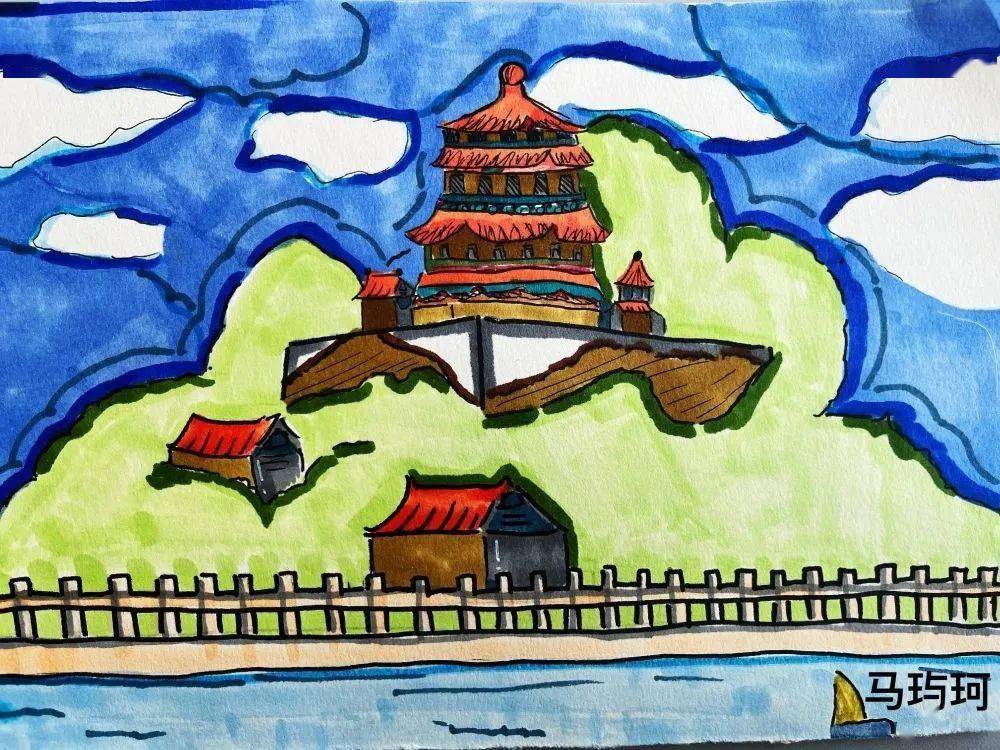 有的同学速写了十七孔桥,有的选择了玉带桥,有的画了石舫,万寿山,这是