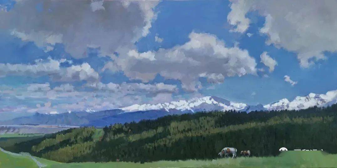 丁一林《硫磺沟的早晨》60x100cm(2022)丁一林