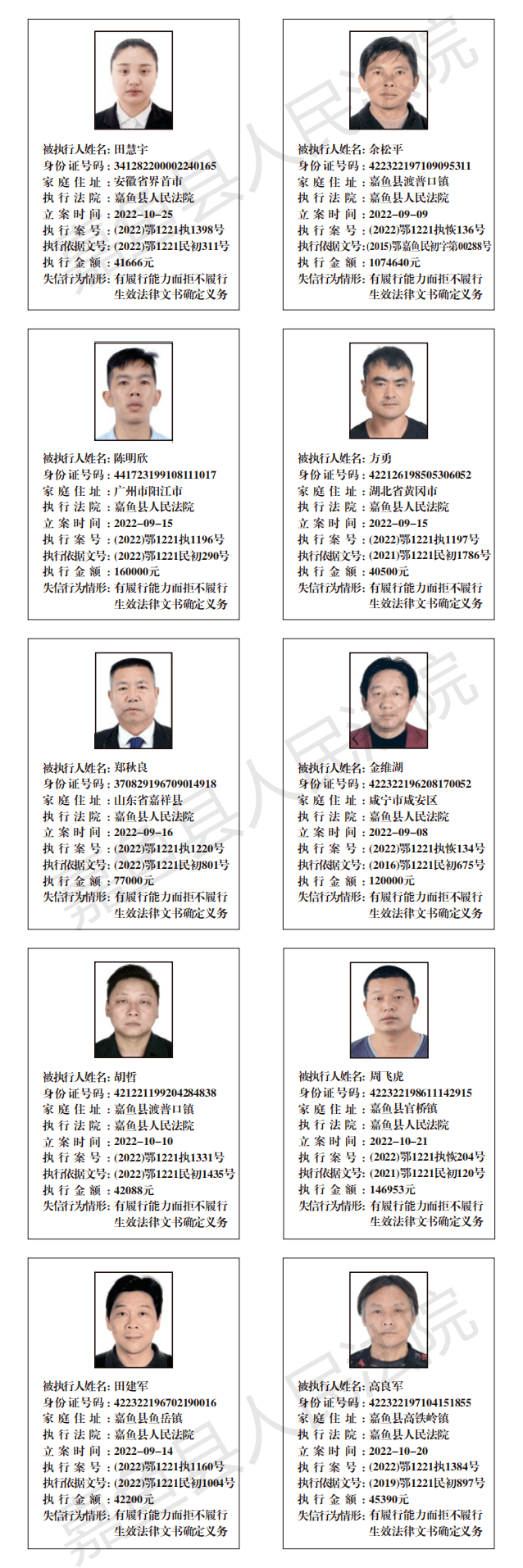 繁昌失信人员名单照片图片