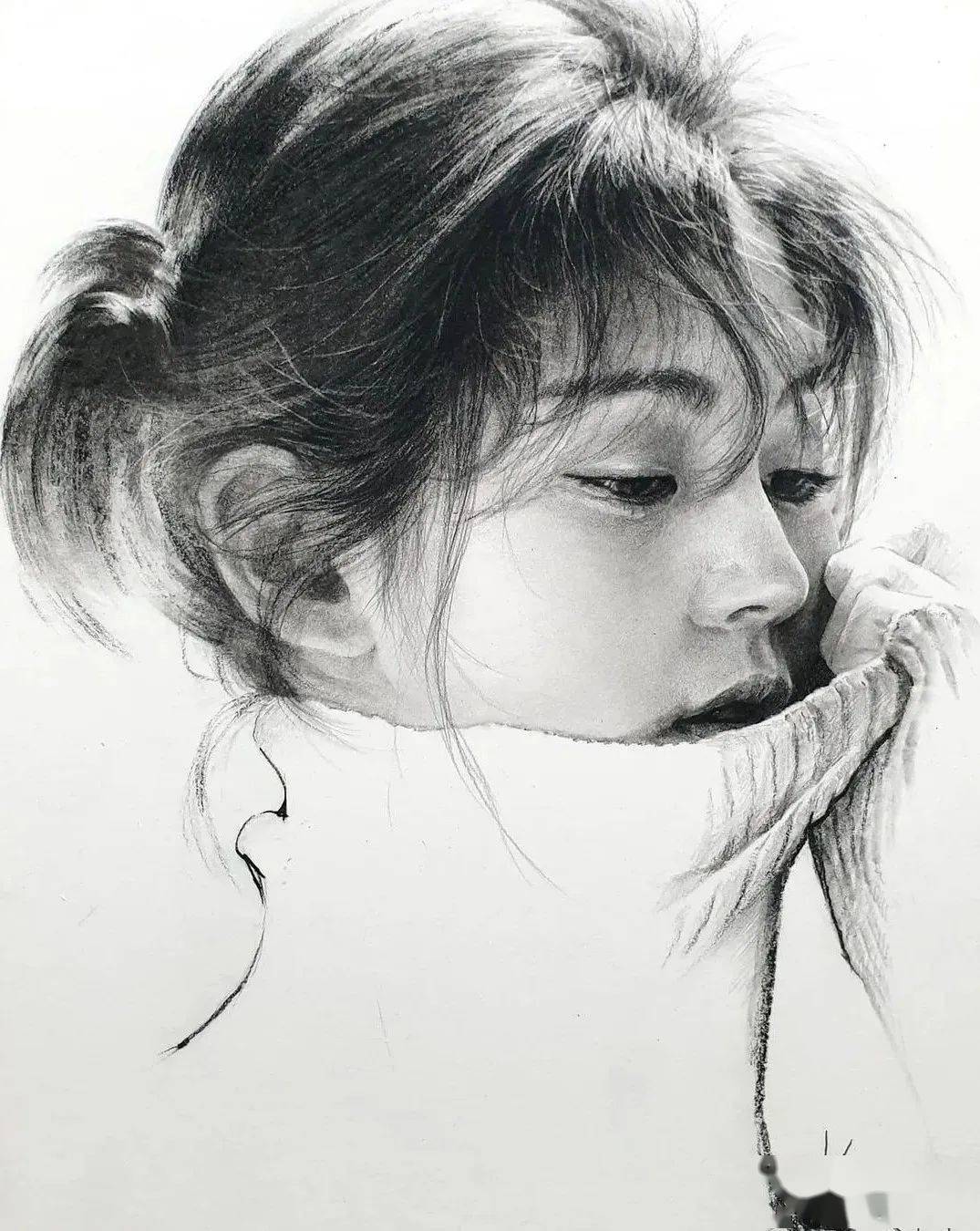 这铅笔素描画,真精彩,尤其是发丝!_作品_网络_声明