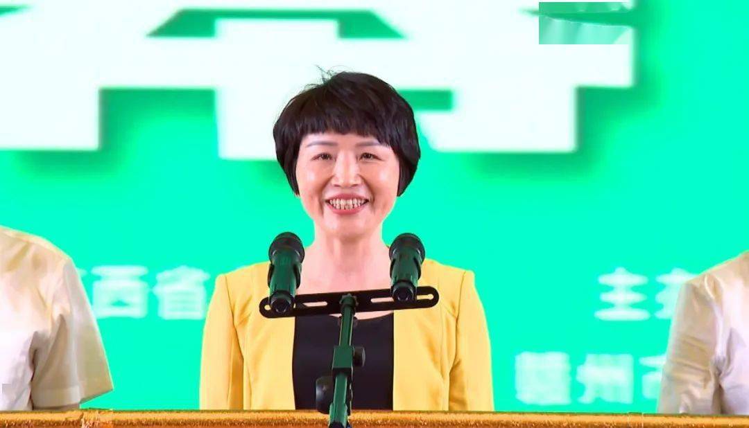 江西省副省长卢小青宣布家博会开幕.