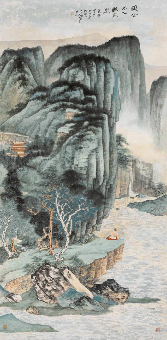 張大千国画“竹林七賢”骨董山水画 （书画–中国传世古画超清大图