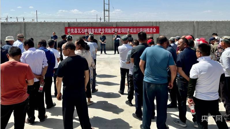 在若羌县瓦石峡镇有机肥专用施肥管道建设项目建成运行推进会现场