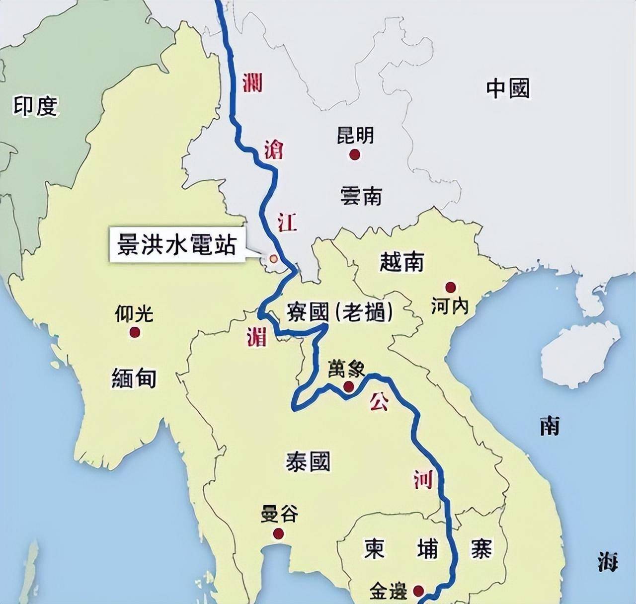 湄公河区域地图图片