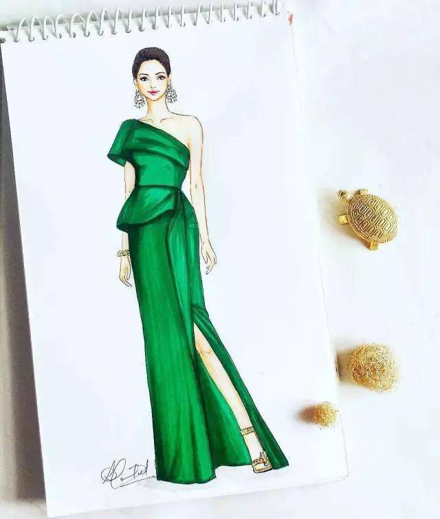 【写生】马克笔,彩铅的手绘礼服婚纱强势来袭!_衣服_裙子_身材