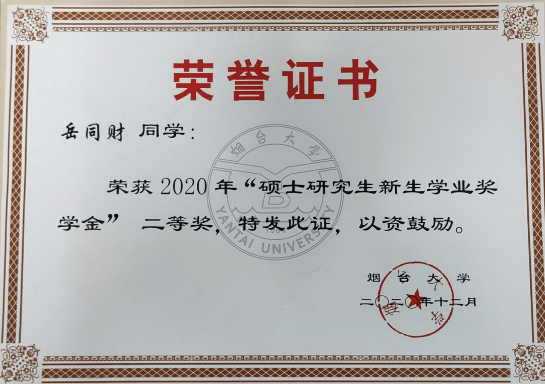 毕业生;获2022年烟台大学优秀研究生;获2022年山东省研究生创新成果奖