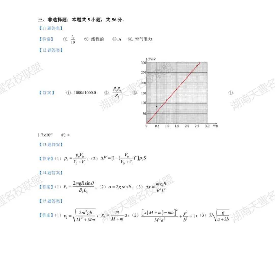 【高考物理】2023年湖南卷高考物理&amp;地理试题及答案