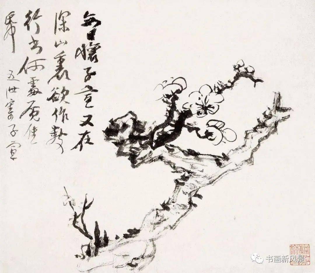 大师黄宾虹罕见的梅花_墨梅图_花鸟画_陈老莲