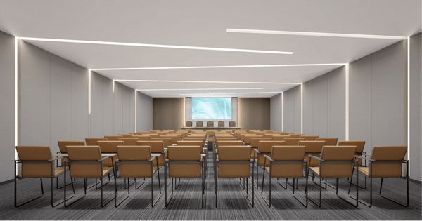 培训室效果图培训室运用线条的穿插,灯光的晕染,增加空间的趣味性和