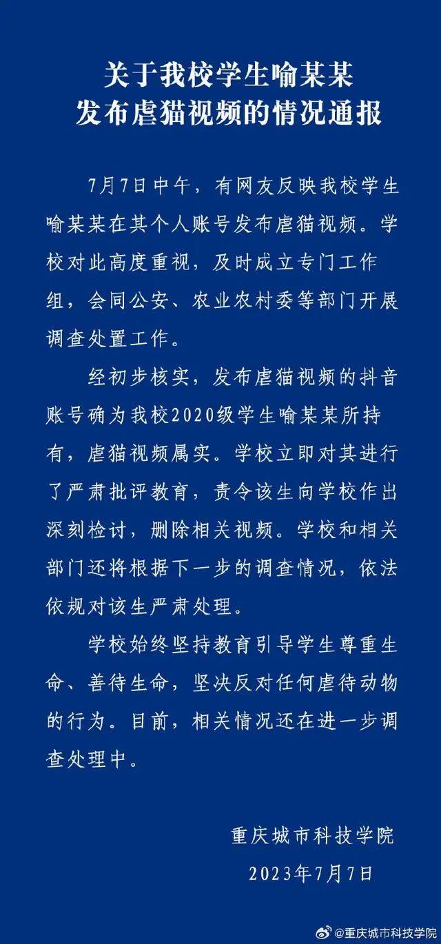最新通报：视频属实！将严肃处理_调查_部门_我校