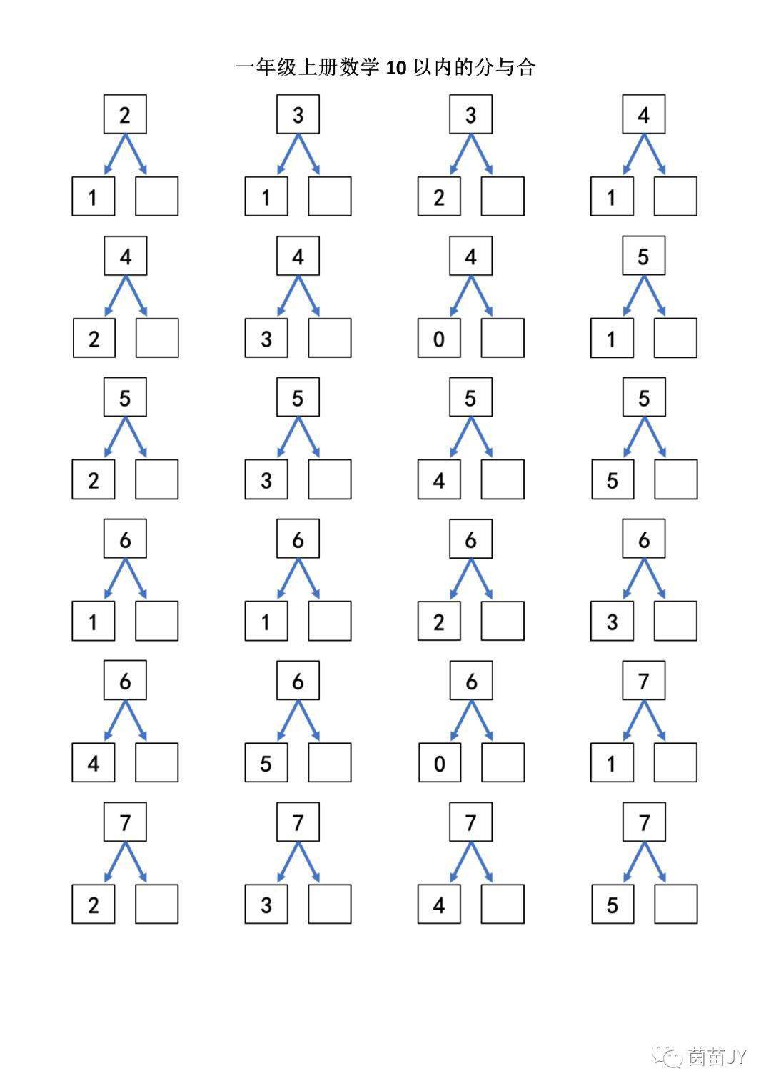 十以内的分成题目100道图片