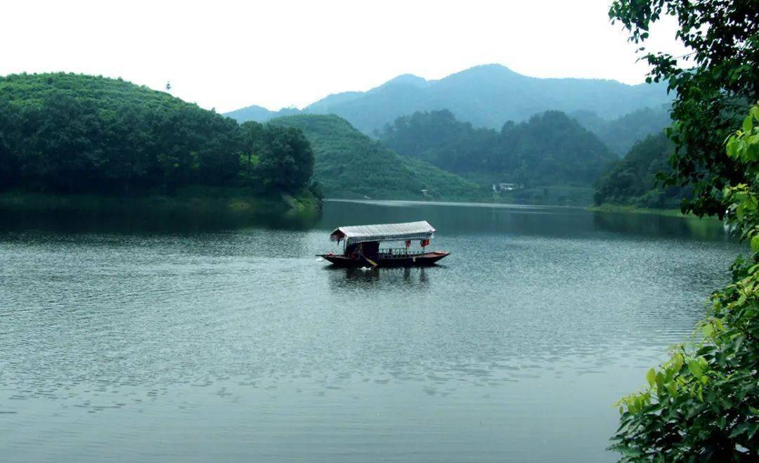 游客荡舟风光旖旎的七仙湖走进七仙湖,看碧波荡漾,树影婆娑,观白鹭