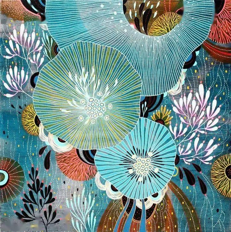 插画师后yellena james就开始了这些千变万化生物形态作品的描绘起初