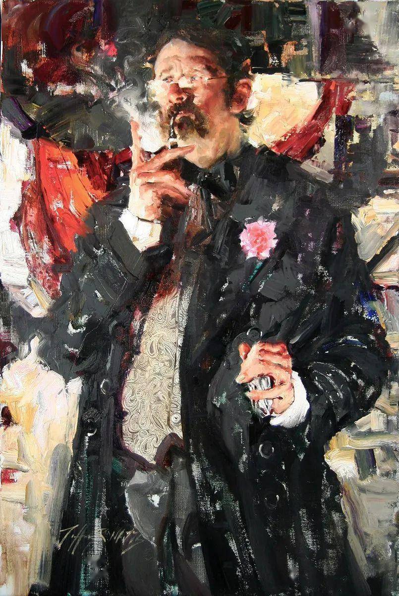 " 他的人物作品色彩斑斓中彰显个性,堪称21世纪的当代"列宾".