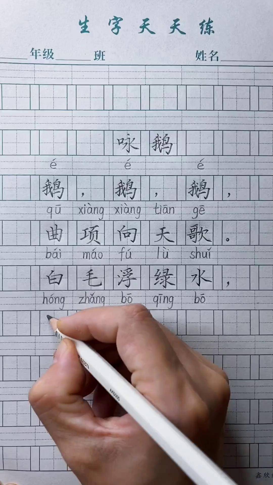 硬笔练字必备古诗《咏鹅》写字是一种生活 练字 硬笔楷书
