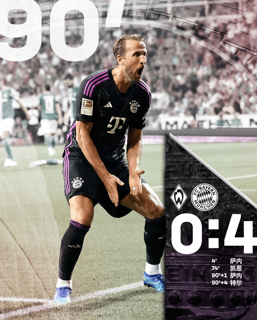 凯恩传射建功,萨内梅开二度,拜仁喜获开门红!_比赛_金玟哉_中场