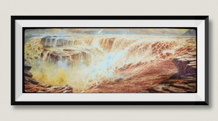 凯利织锦画新品壶口瀑布凯利织锦画新品海岱楼草木染双层夹芯真丝长巾