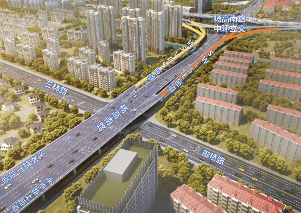 注意!杨高南路中环立交匝道即将恢复通车_永泰路_三林_南向