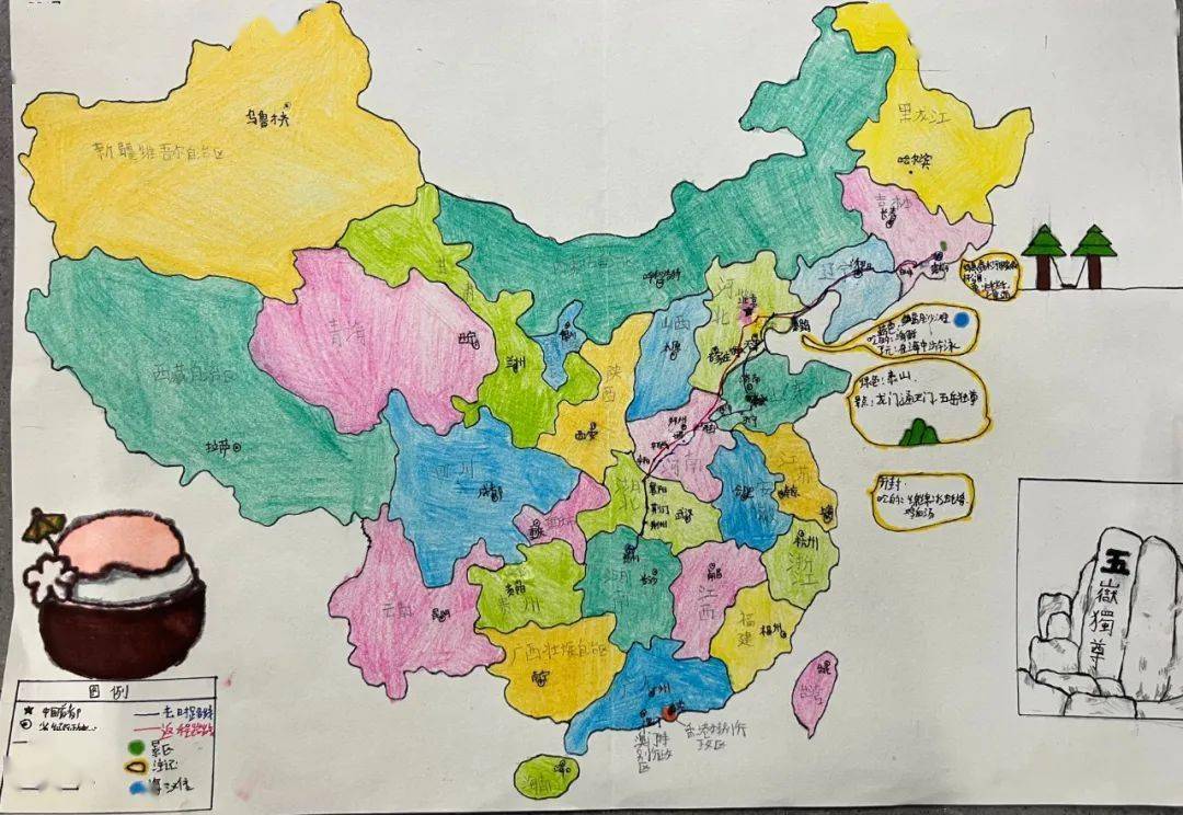 中国那么大,快跟着景弘学子的手绘地图去感受大美中国吧丨美好教育