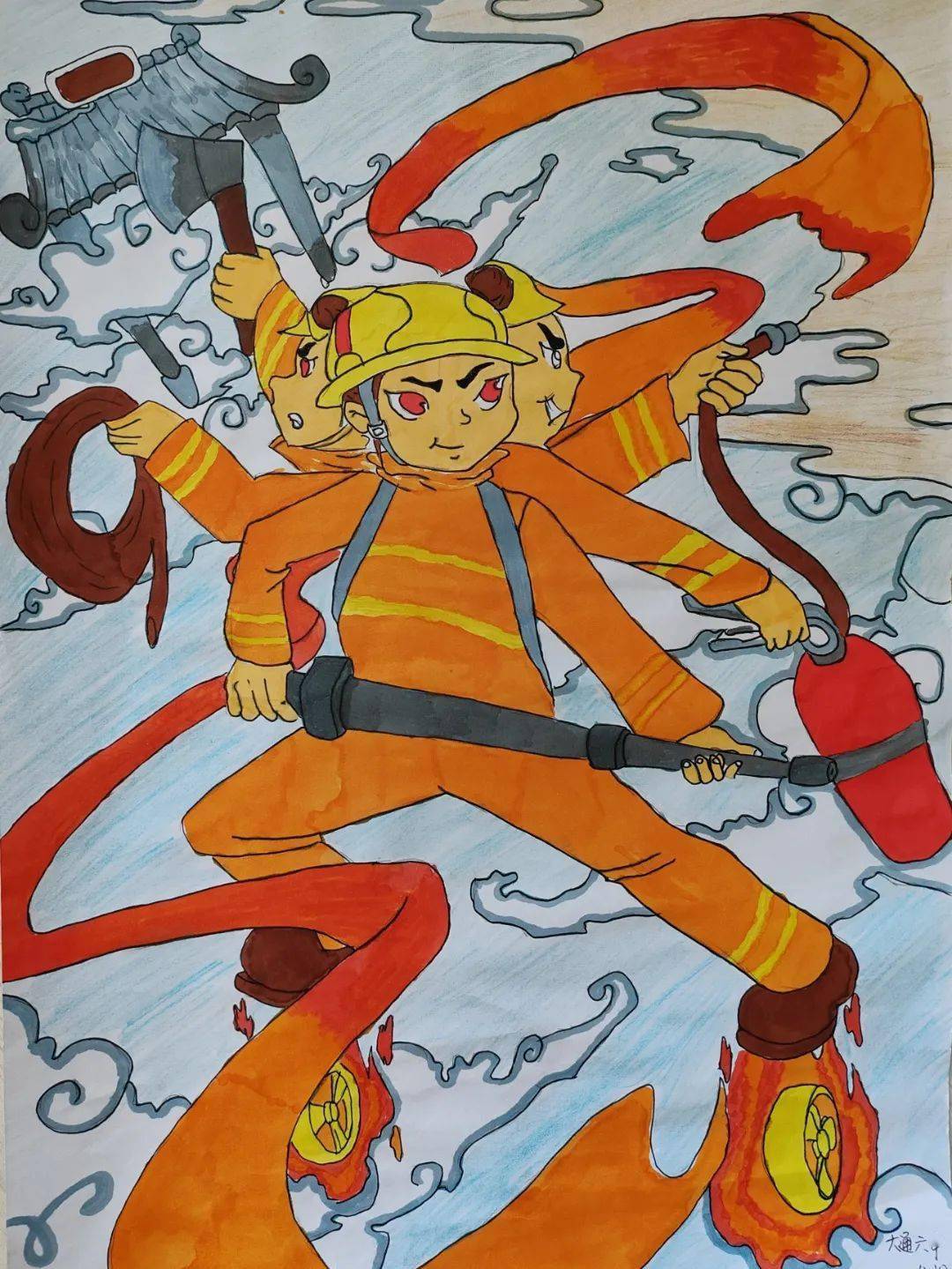 消防科普绘画手工作品展丨孩子眼中的消防,你绝对想不到_西宁_朋友