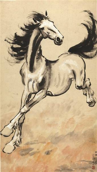 八3104【中古品】 徐悲鴻　奔馬圖 複製画　昭和六十三年十二月二十日発行 八3104【中古品】 徐悲鴻 奔馬圖 複製画 昭和六十三年十二月二十