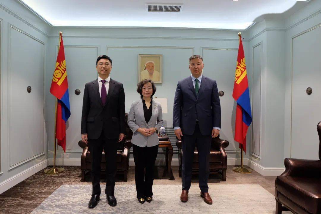 驻蒙使馆公使衔参赞张木星及蒙外交部礼宾局官员等前往机场迎接.