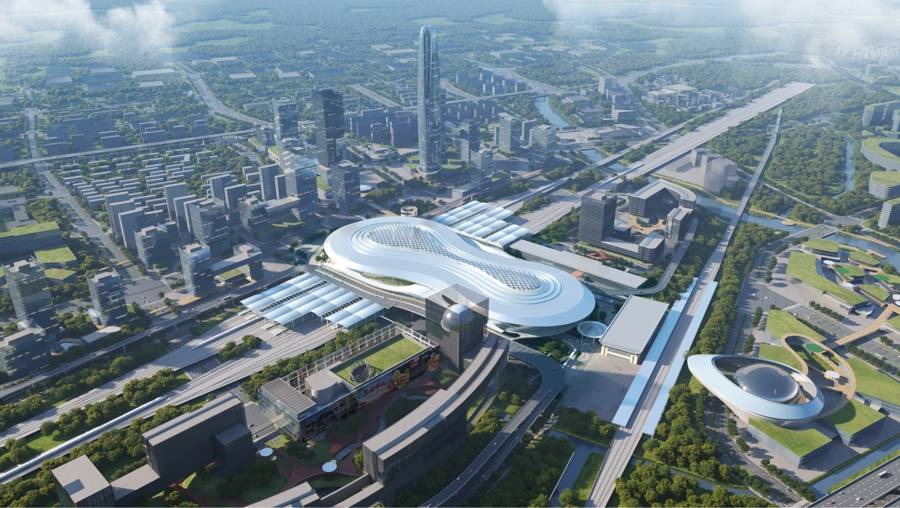 松江枢纽未来将形成集国铁,城际,普速,地铁,公交车,出租车,有轨电车