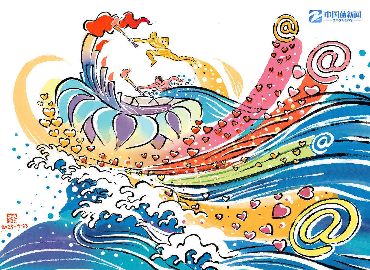 数实结合点燃主火炬塔,"钱江潮涌"的浪头"水火交融"