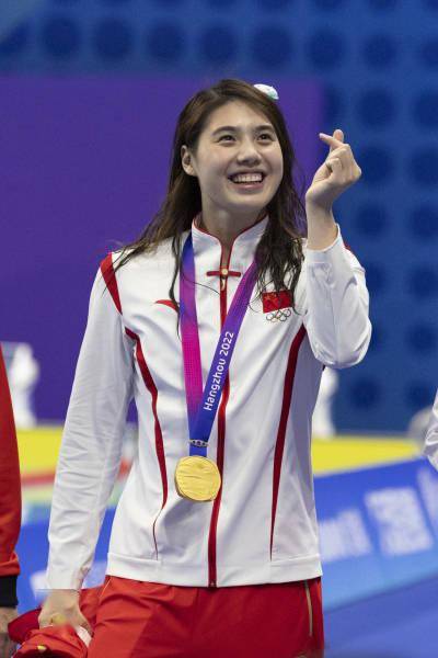 9月24日,杭州亚运会女子4×100米自由泳接力决赛中,由杨浚瑄,程玉洁