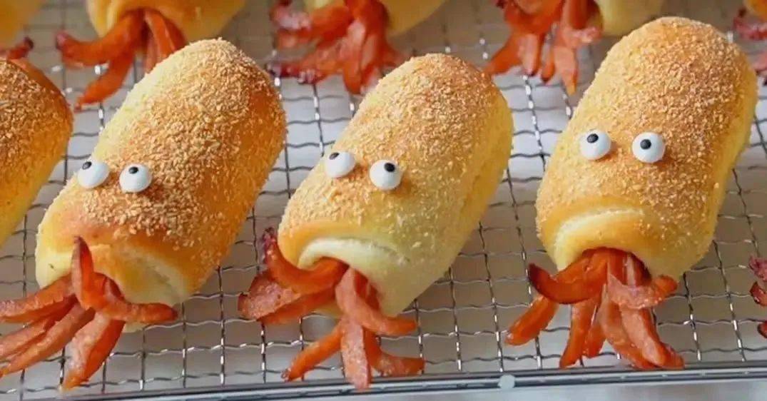 趣味十足,小朋友看到都会喜欢的章鱼面包_香肠_黄油_面团