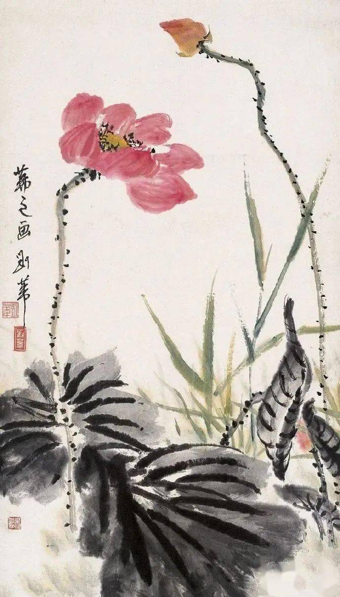 吴茀之的画,真有气势!_国画_花鸟_合作