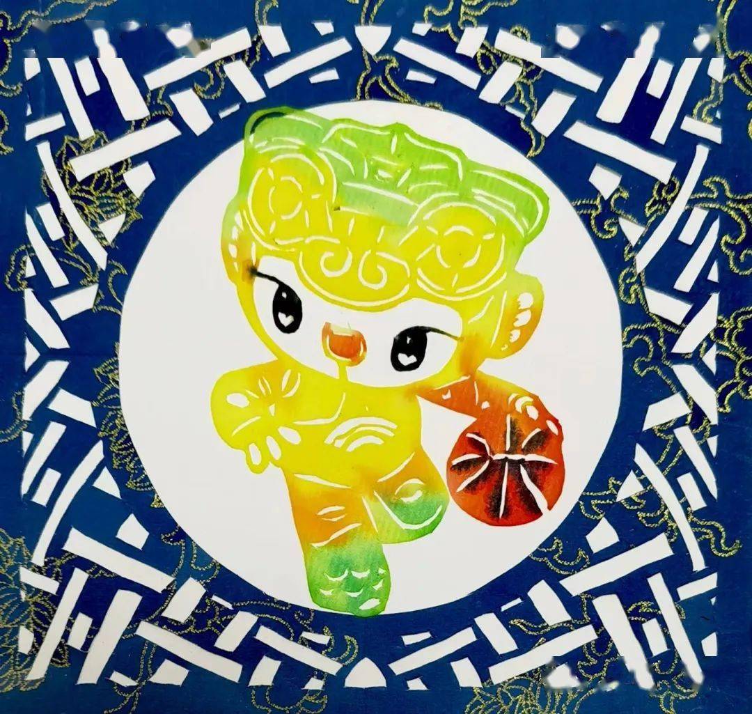 活泼可爱的剪纸亚运吉祥物动感十足_作品_太平_平安