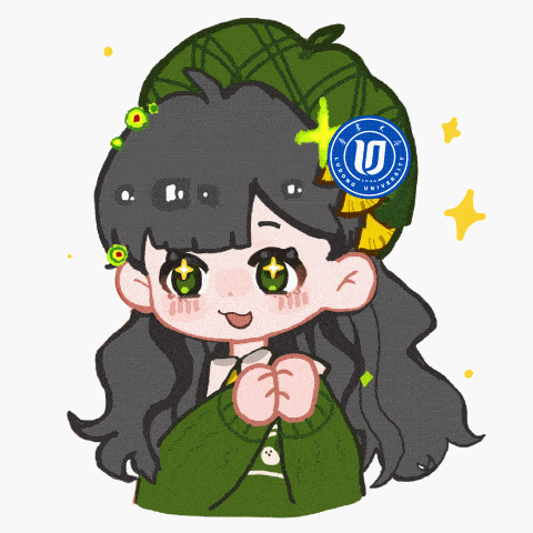 细节绿色毛衣 银杏发饰"可爱小萱天天见"秋季新款表情包上线是我的心